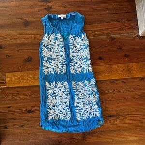 Blue Embroidered Sleeveless Dress